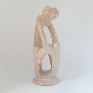 Vintage African Soapstone Carving of Parents and 3 Children.